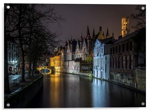  Bruges lights Acrylic by David Schofield