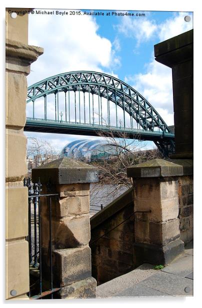  Tyne Bridge through the steps Acrylic by Michael Boyle