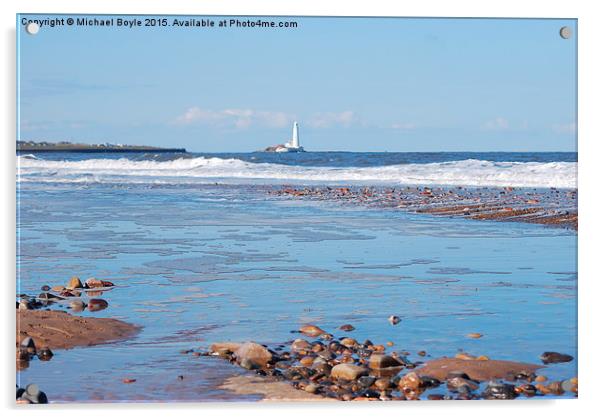   Whitley Bay - Waves on the Beach Acrylic by Michael Boyle