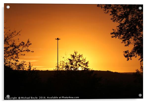 Glowing October Sunset Acrylic by Michael Boyle