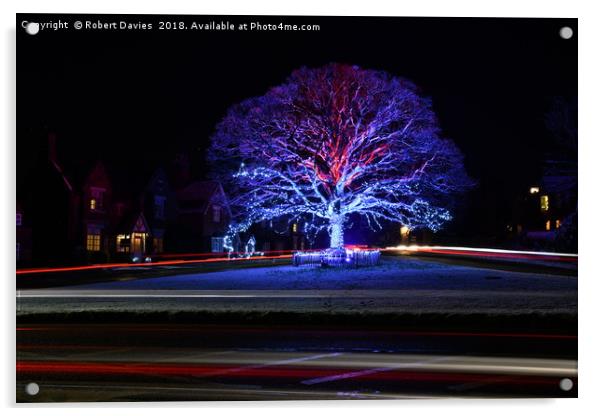 Christmas Tree Lights Astbury Village Acrylic by Robert Davies
