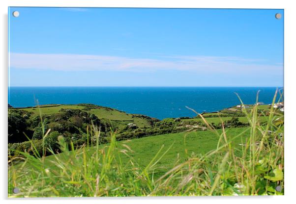 Cornish coastline in Summer Acrylic by Caroline Hillier