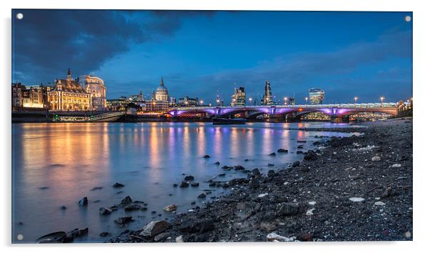  London Skyline showing BlackFriars Bridge Acrylic by Colin Evans