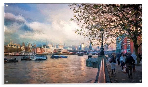  London and The THames Acrylic by Colin Evans