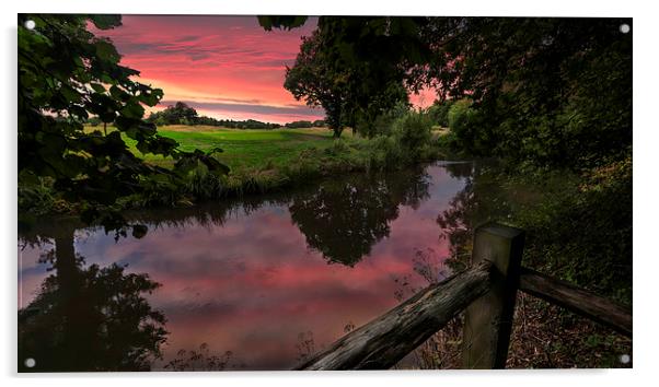 Sunset over the River Mole in Surrey  Acrylic by Colin Evans