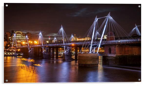 Hungerford Bridge and Golden Jubilee Bridges Acrylic by Colin Evans