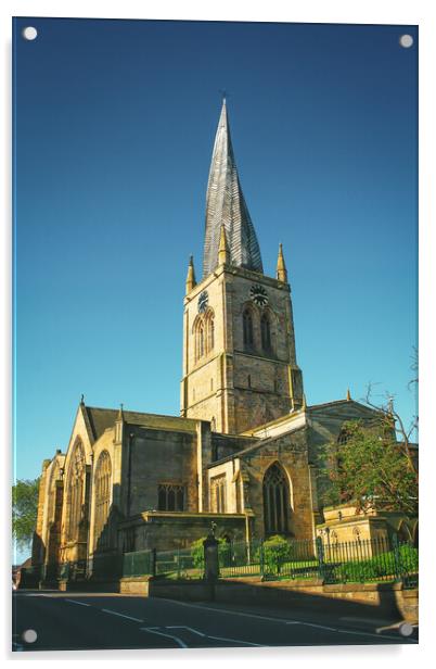 The Crooked Spire in Chesterfield  Acrylic by Michael South Photography