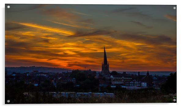 The Crooked Spire at sunset. Acrylic by Michael South Photography