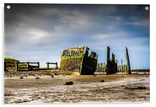  Shipwreck and dock Acrylic by Gary Schulze