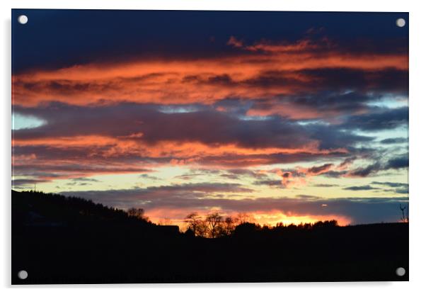 sunset behind wild clouds Acrylic by Tanya Lowery