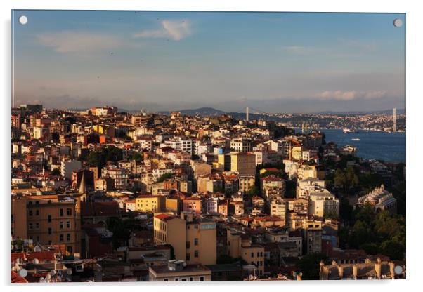 City of Istanbul at Sunset in Turkey Acrylic by Artur Bogacki