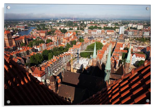 Gdansk City Cityscape From St Mary Church Acrylic by Artur Bogacki