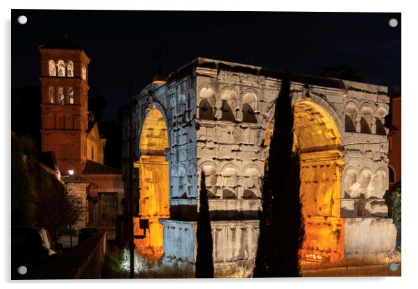 Arch of Janus at Night in Rome Acrylic by Artur Bogacki