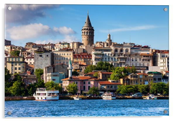 Istanbul City Skyline With Galata Tower Acrylic by Artur Bogacki