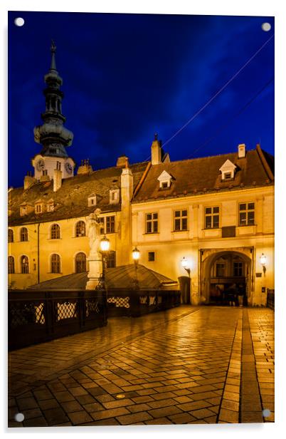 Old Town of Bratislava at Night Acrylic by Artur Bogacki