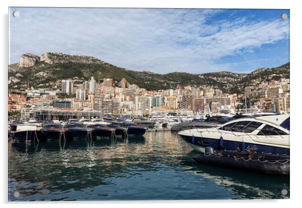 Monaco Skyline From The Port Acrylic by Artur Bogacki