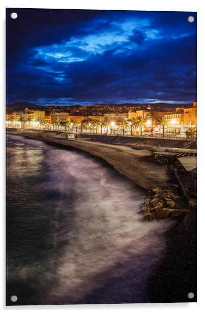 City of Nice in France at Dusk Acrylic by Artur Bogacki