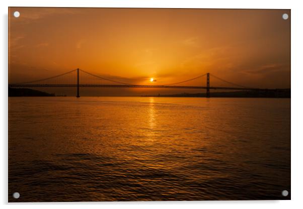 5th of April Bridge on Tagus River at Sunset Acrylic by Artur Bogacki