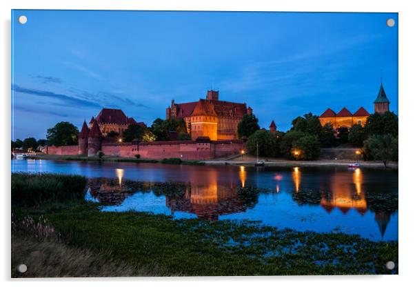 Malbork Castle In Poland Evening River View Acrylic by Artur Bogacki
