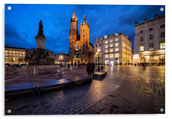 Krakow Old Town Square At Dusk Acrylic by Artur Bogacki