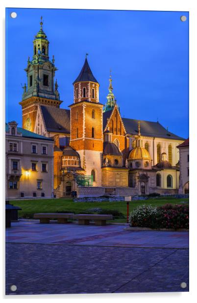 Wawel Cathedral at Night in Krakow Acrylic by Artur Bogacki