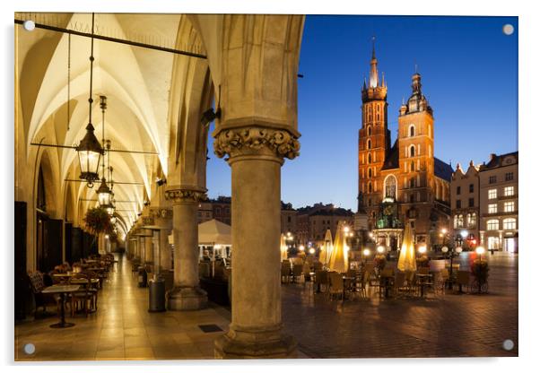 Old Town in Krakow at Night Acrylic by Artur Bogacki