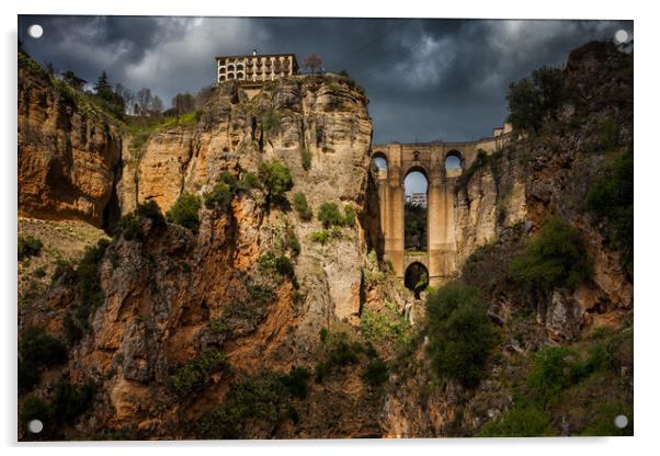 Andalucia Landscape With Ronda Bridge In Spain Acrylic by Artur Bogacki