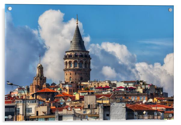 Istanbul City Skyline With Galata Tower Acrylic by Artur Bogacki