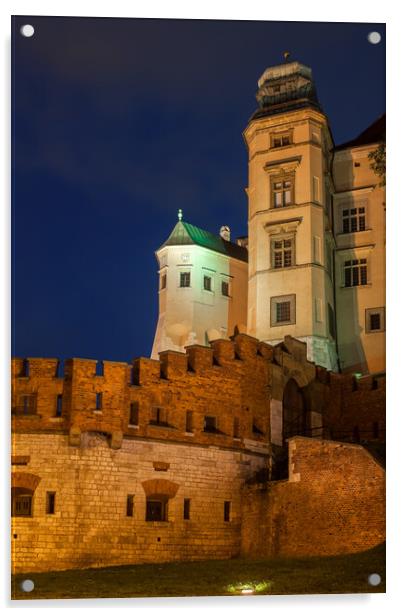 Wawel Castle at Night Acrylic by Artur Bogacki