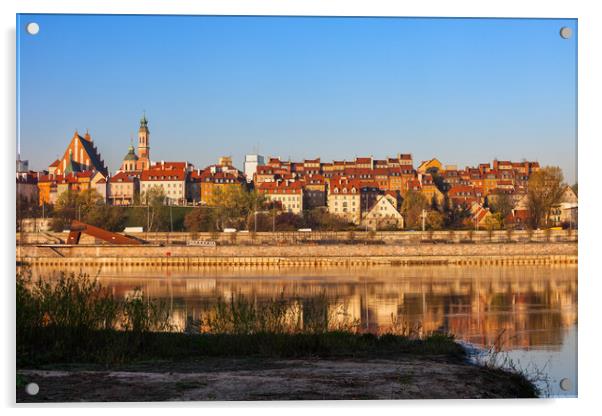 Warsaw City Skyline Old Town River View Acrylic by Artur Bogacki