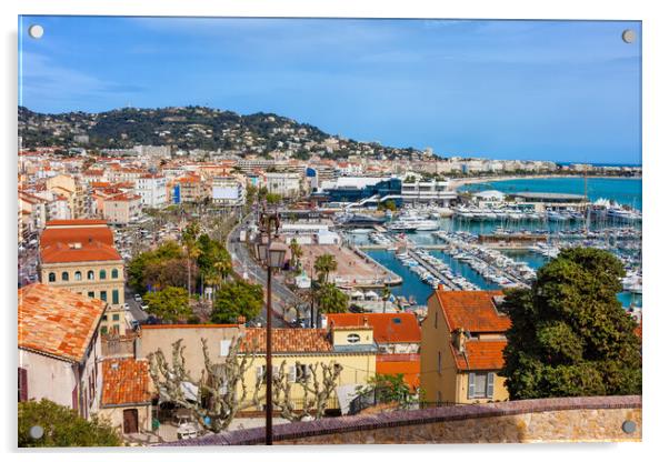 Cannes City Cityscape With Yacht Port Acrylic by Artur Bogacki