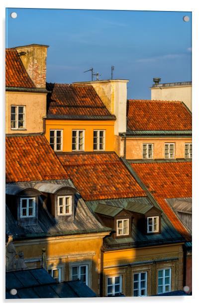 Old Town Houses in Warsaw at Sunset Acrylic by Artur Bogacki