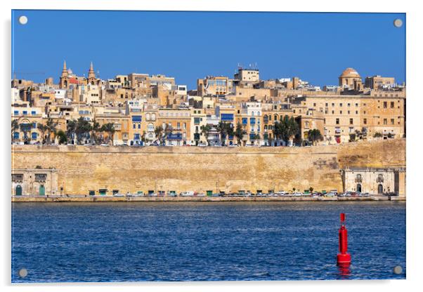 Valletta City Skyline In Malta Acrylic by Artur Bogacki