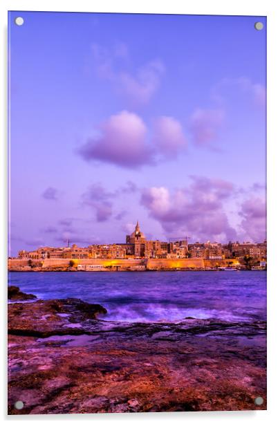 Valletta Skyline From Manoel Island At Dusk Acrylic by Artur Bogacki