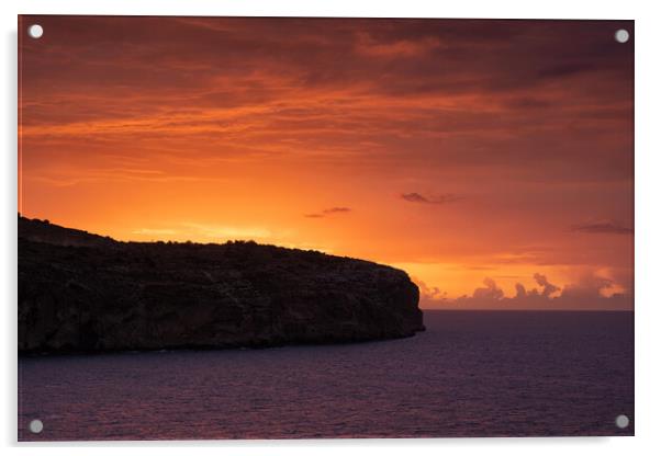 Sea Cliff Sunrise In Malta Island Acrylic by Artur Bogacki