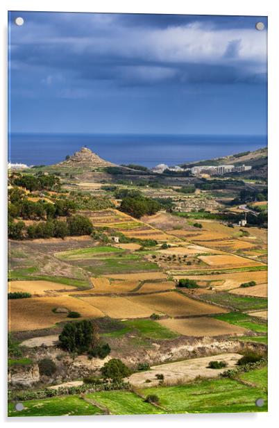 Gozo Island Landscape In Malta Acrylic by Artur Bogacki