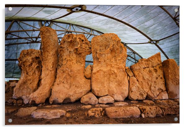 Hagar Qim Megalithic Temple In Malta Acrylic by Artur Bogacki