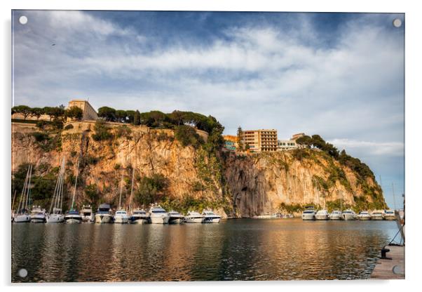 Cliff Of Monaco City From Port De Fontvieille Acrylic by Artur Bogacki