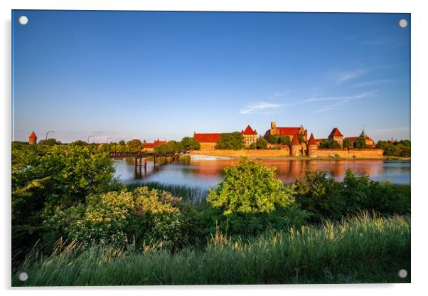 Malbork Castle River View At Sunset In Poland Acrylic by Artur Bogacki
