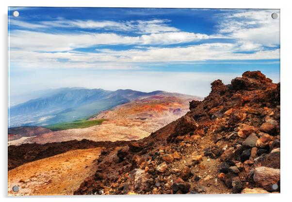 Teide National Park Landscape In Tenerife Acrylic by Artur Bogacki