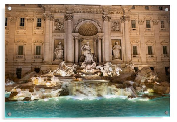 Trevi Fountain By Night In Rome Acrylic by Artur Bogacki