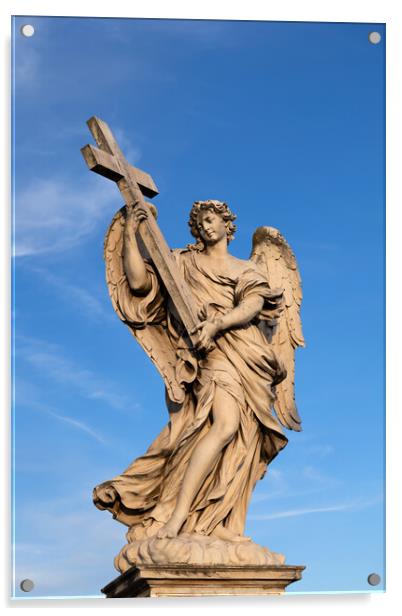 Angel Carrying the Cross Statue Acrylic by Artur Bogacki