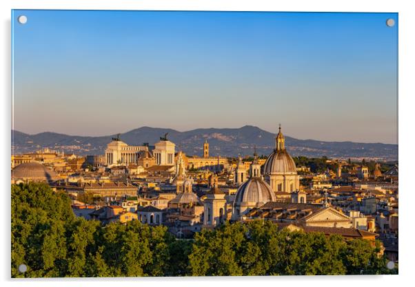 City Of Rome Sunset Cityscape In Italy Acrylic by Artur Bogacki