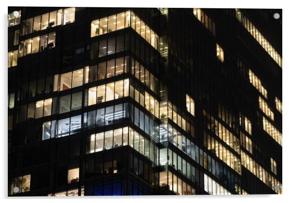 Office Building Windows At Night Corporate Background Acrylic by Artur Bogacki