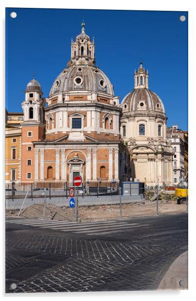 Domed Churches of Rome Acrylic by Artur Bogacki