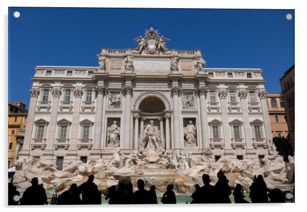 Trevi Fountain and People Silhouette in Rome Acrylic by Artur Bogacki