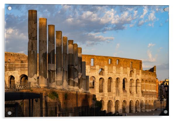 Colosseum and Via Sacra Columns at Sunset Acrylic by Artur Bogacki