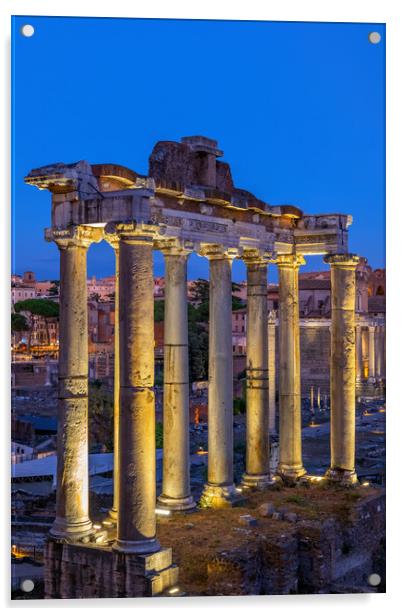 Temple of Saturn in Rome at Dusk Acrylic by Artur Bogacki