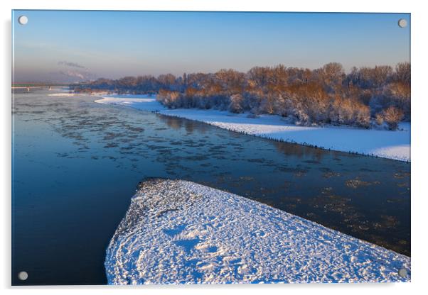 Winter At Vistula River In Warsaw Acrylic by Artur Bogacki