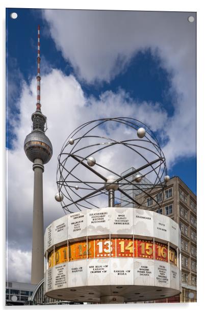 World Clock And TV Tower In Berlin Acrylic by Artur Bogacki